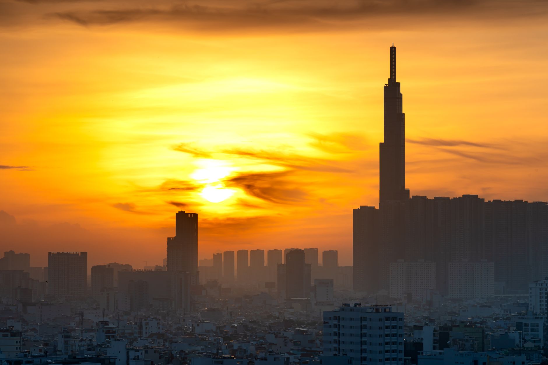 ho chi minh city skyline sunset