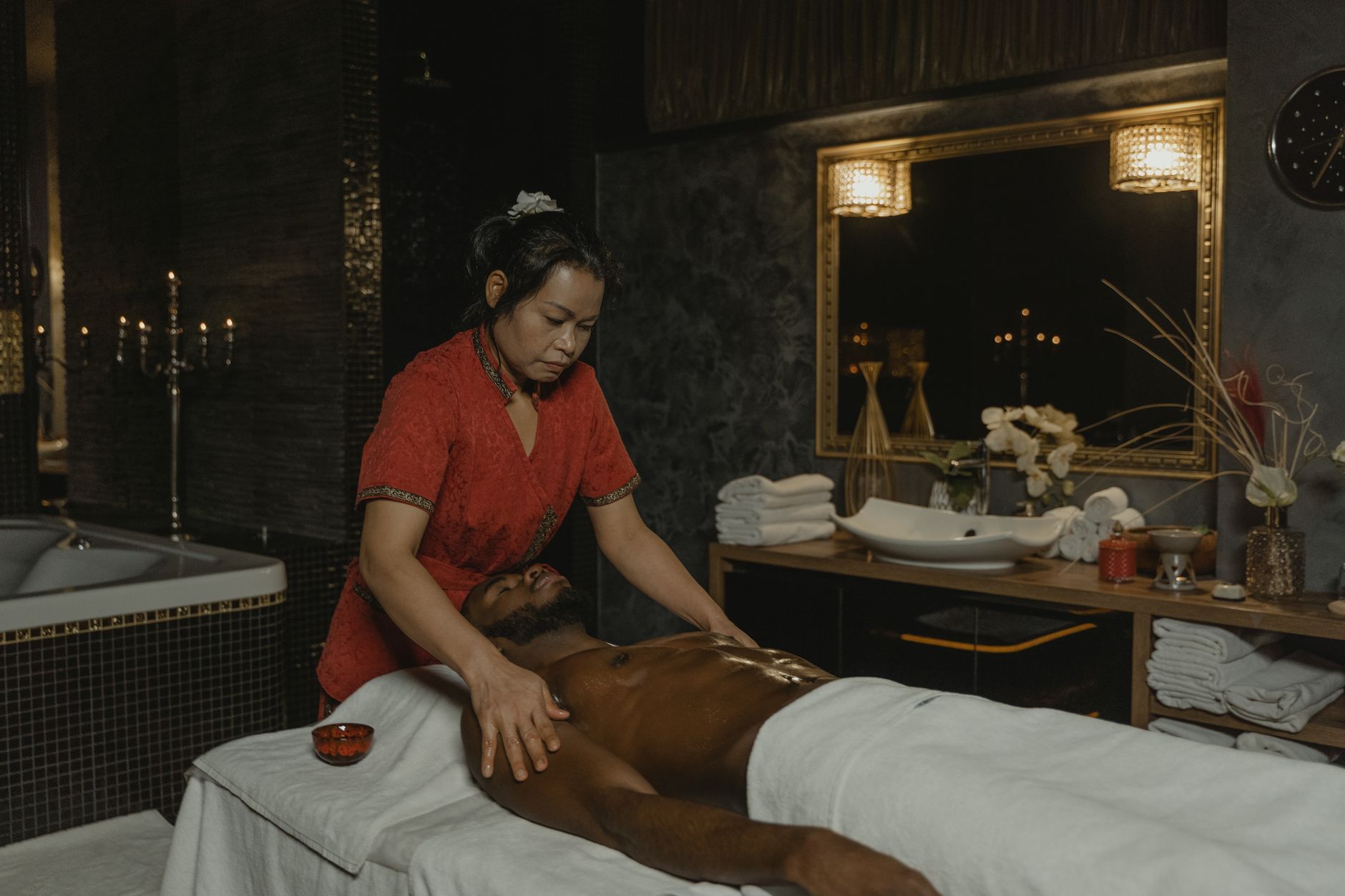 spa treatment room candles interior