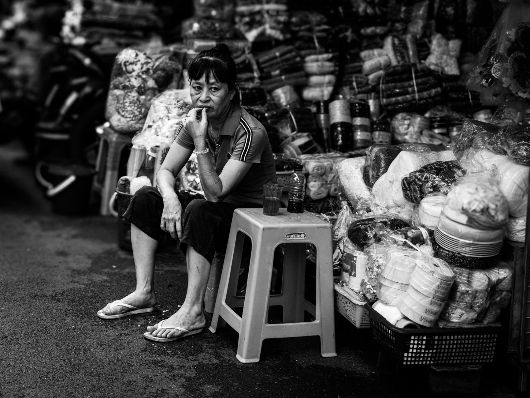 hanoi old quarter morning market scene