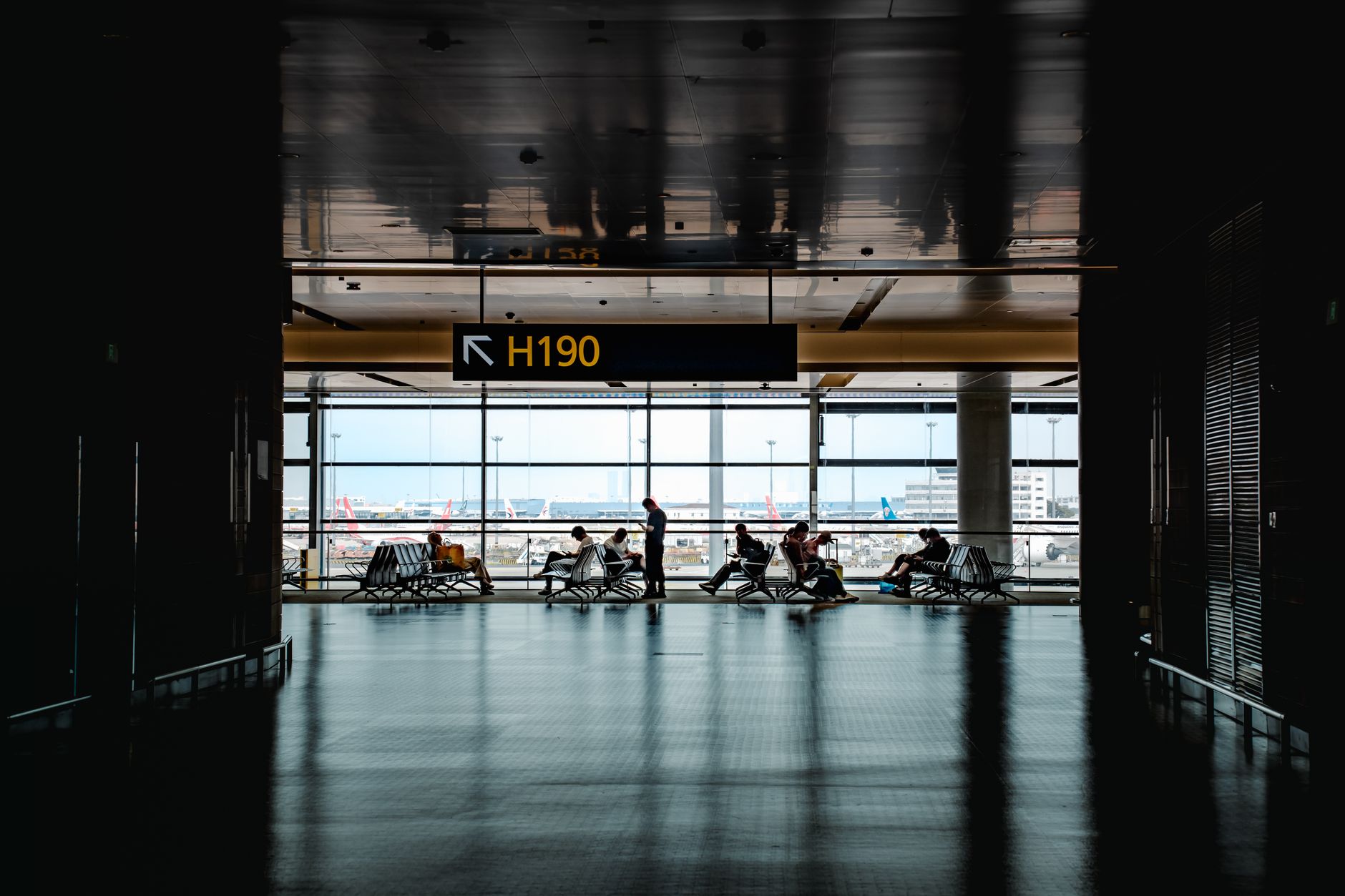 airport arrival hall taxi pickup sign
